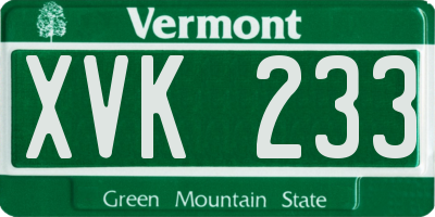 VT license plate XVK233