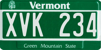 VT license plate XVK234