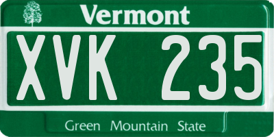 VT license plate XVK235