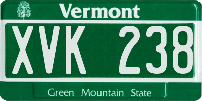 VT license plate XVK238