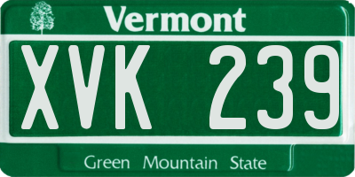 VT license plate XVK239