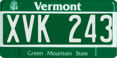 VT license plate XVK243