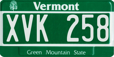 VT license plate XVK258