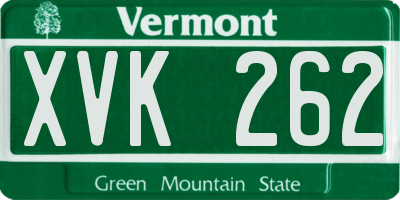 VT license plate XVK262