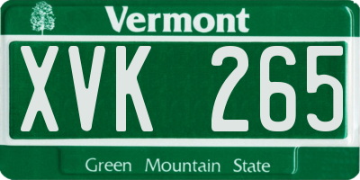 VT license plate XVK265