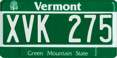 VT license plate XVK275