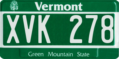 VT license plate XVK278