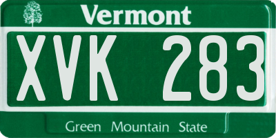 VT license plate XVK283