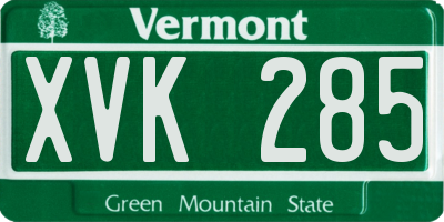 VT license plate XVK285