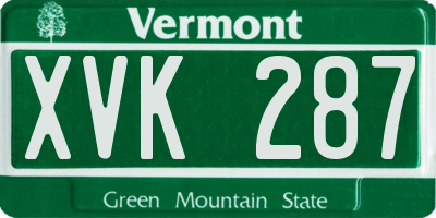 VT license plate XVK287