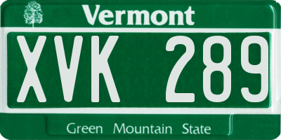 VT license plate XVK289