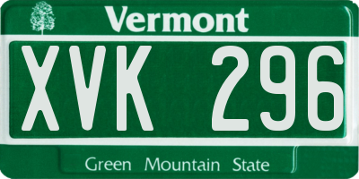 VT license plate XVK296
