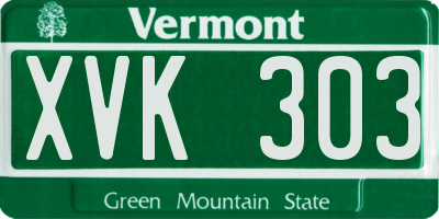 VT license plate XVK303