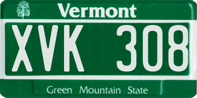 VT license plate XVK308