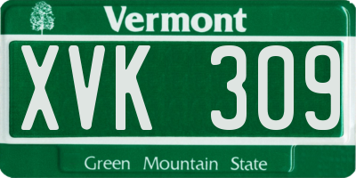 VT license plate XVK309