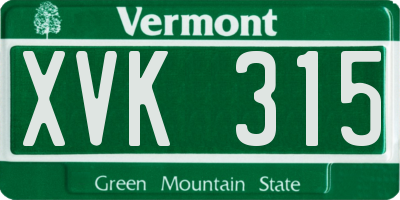 VT license plate XVK315