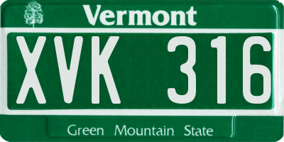 VT license plate XVK316