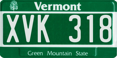 VT license plate XVK318