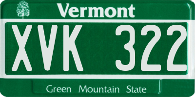 VT license plate XVK322