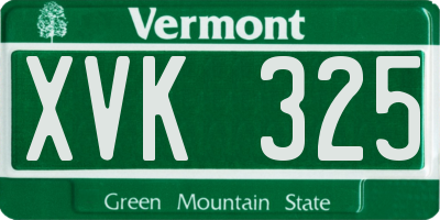 VT license plate XVK325