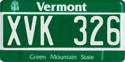 VT license plate XVK326