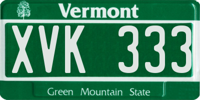 VT license plate XVK333