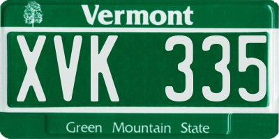 VT license plate XVK335