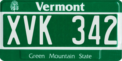 VT license plate XVK342