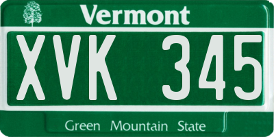 VT license plate XVK345