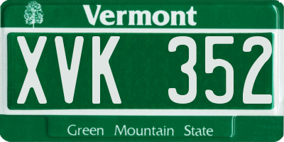 VT license plate XVK352