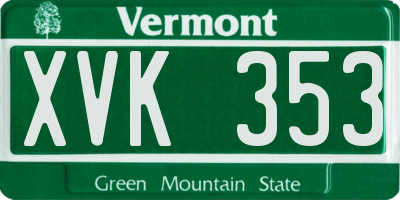 VT license plate XVK353