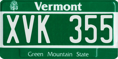 VT license plate XVK355