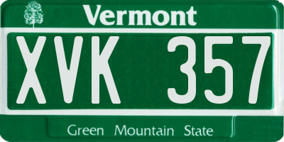 VT license plate XVK357