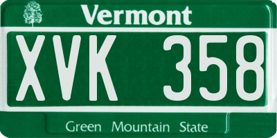 VT license plate XVK358
