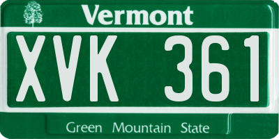 VT license plate XVK361