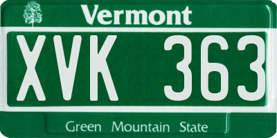 VT license plate XVK363