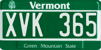VT license plate XVK365