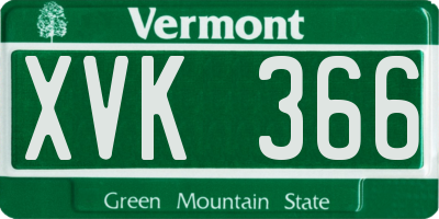 VT license plate XVK366