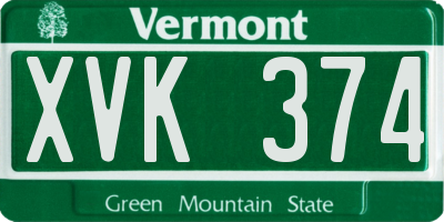VT license plate XVK374