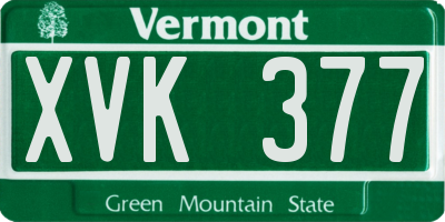 VT license plate XVK377