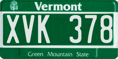 VT license plate XVK378