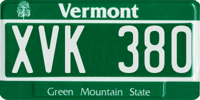 VT license plate XVK380