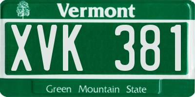 VT license plate XVK381
