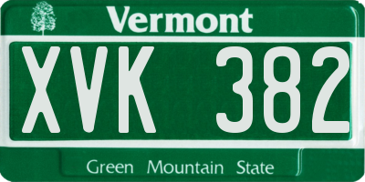 VT license plate XVK382