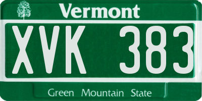 VT license plate XVK383
