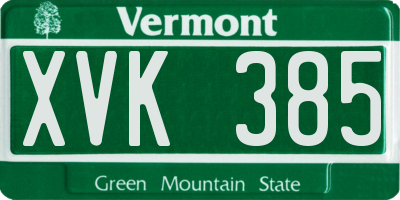 VT license plate XVK385