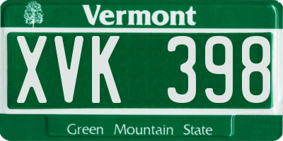 VT license plate XVK398