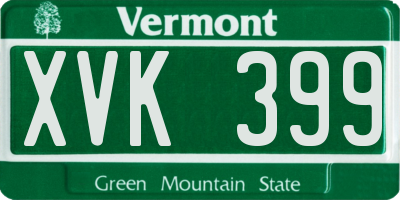 VT license plate XVK399