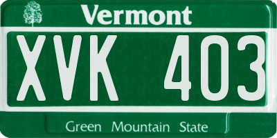 VT license plate XVK403