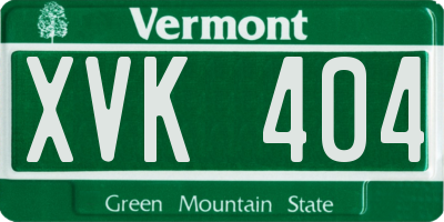 VT license plate XVK404
